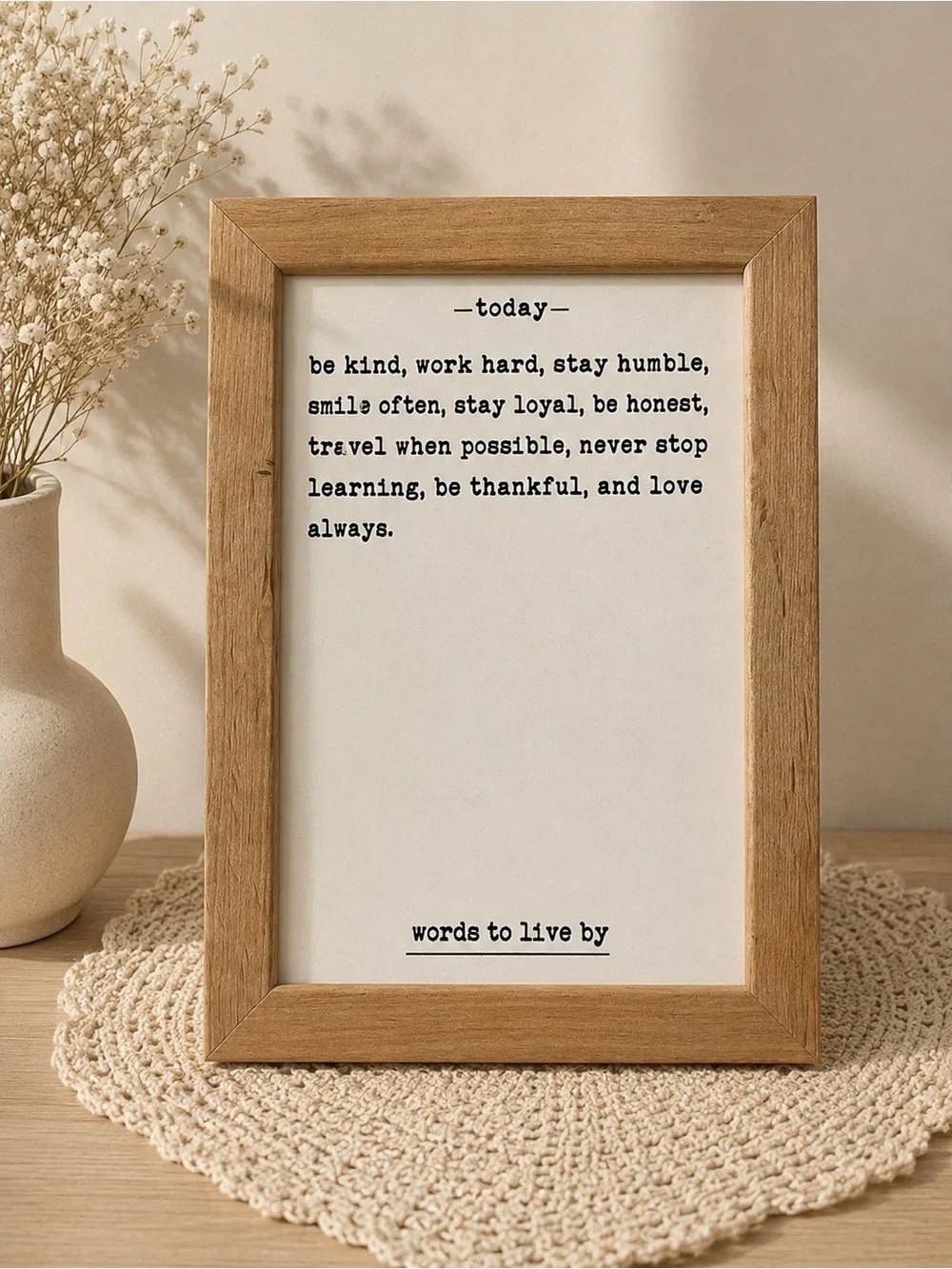 Cute Wood Frame Inspirational Print Decor